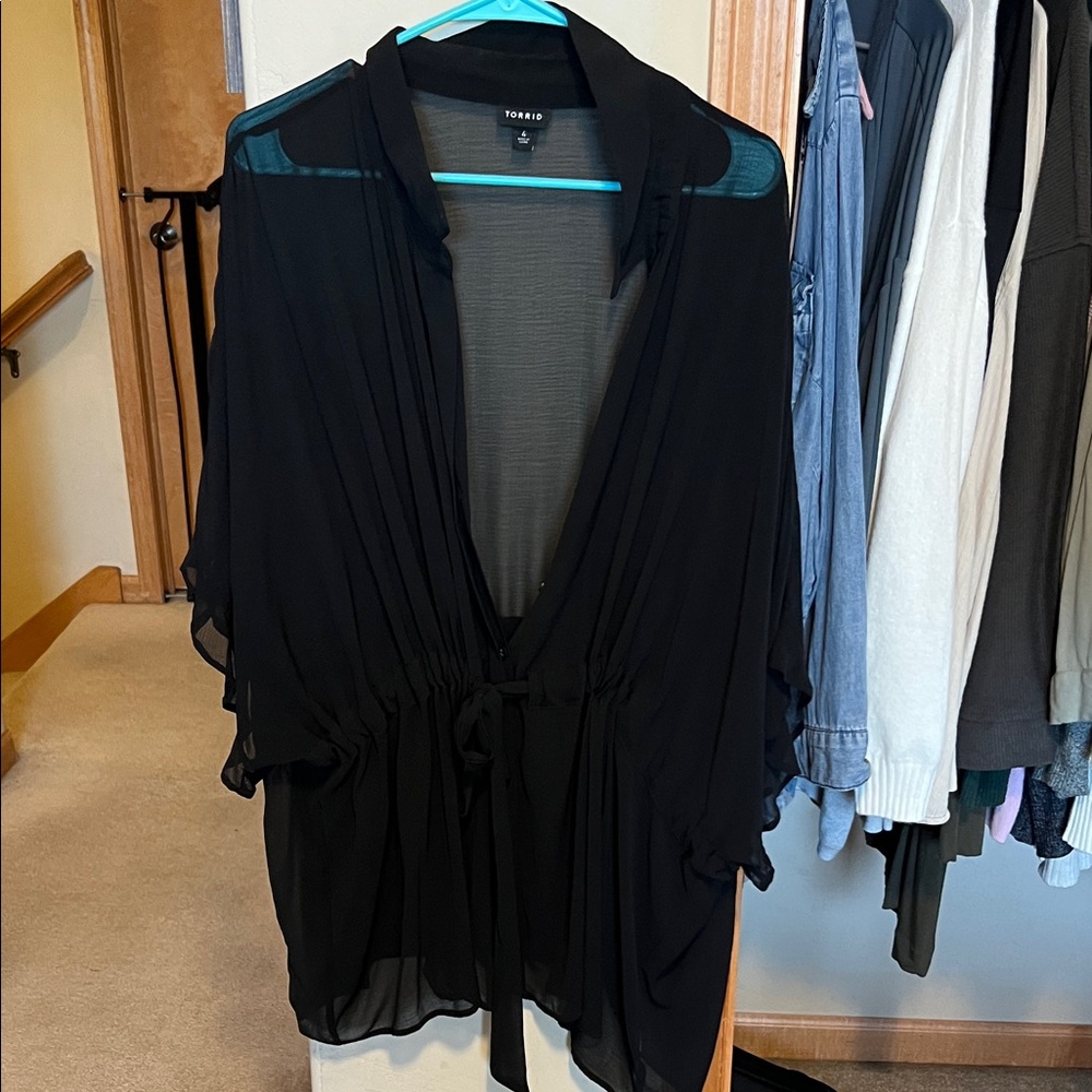 Torrid Black Sheer Blouse
